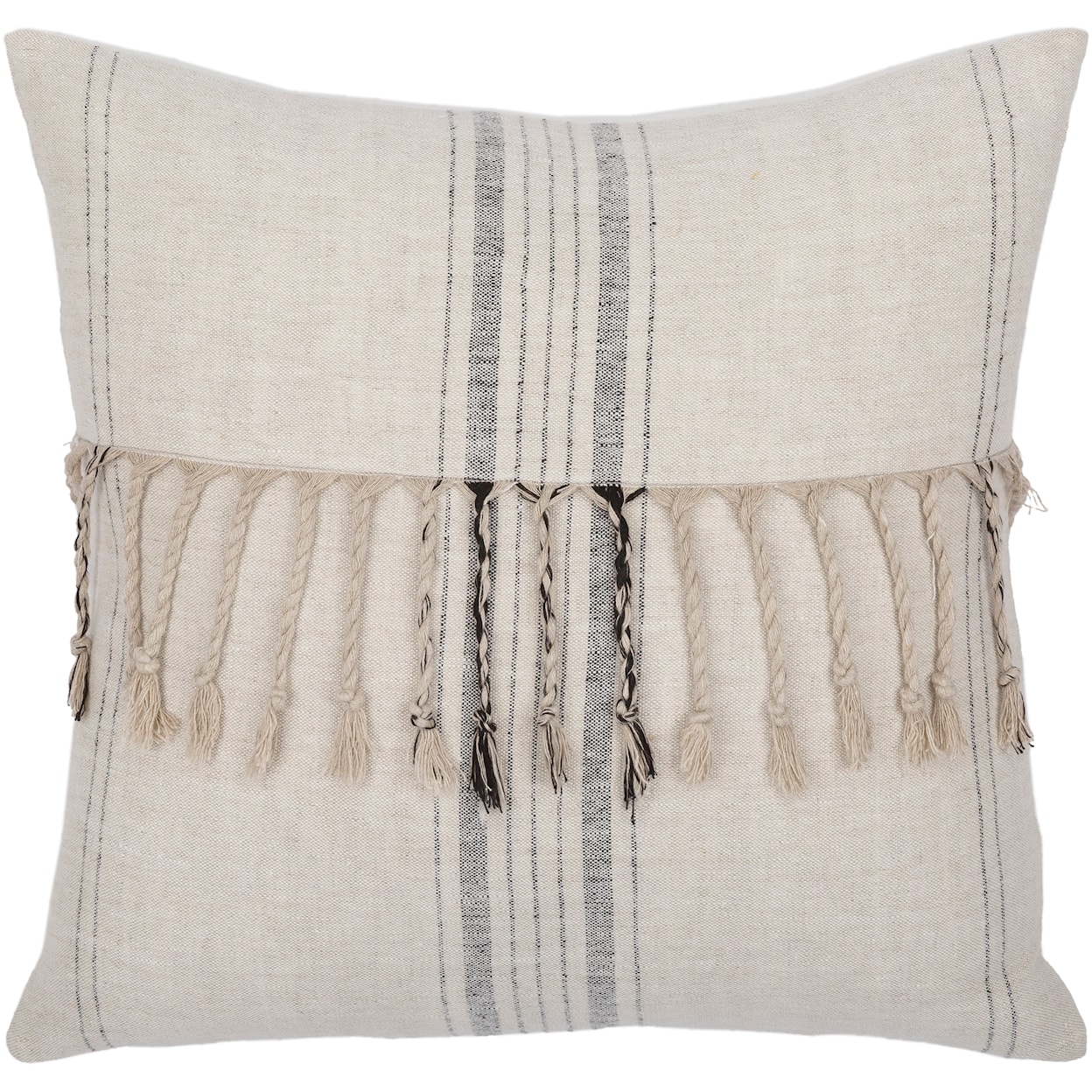 Surya Rugs Linen Stripe Embellished Pillow Kit