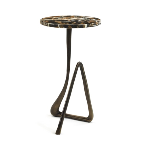 Erra Modern Round Sculptural Marble-Top Side Table