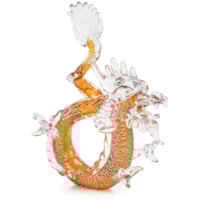 Glass Dragon Sculpture, Large Amber
