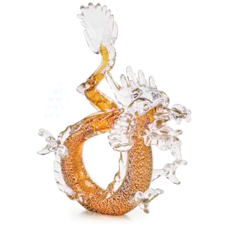 Glass Dragon Sculpture, Large Amber