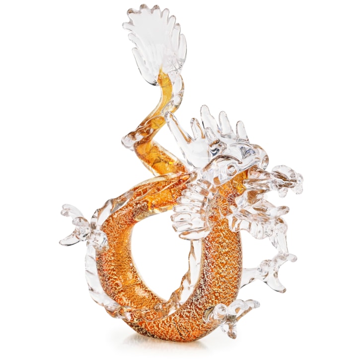 John-Richard Accessories & Botanicals Glass Dragon Sculpture, Large Amber