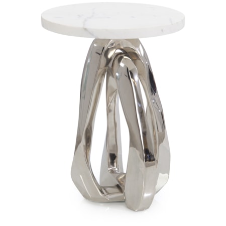Modern Sculptural Marble-Top Side Table
