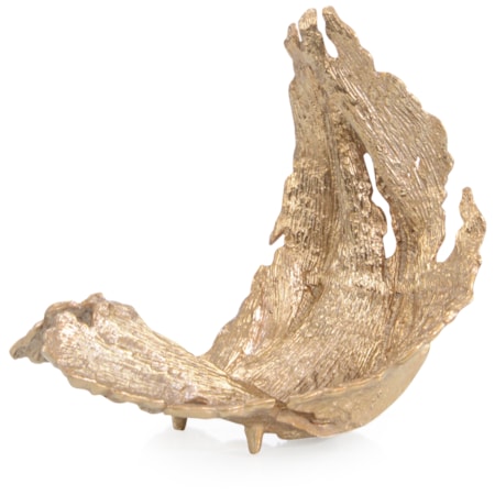 Time-Worn Leaf Sculpture, Small Brass