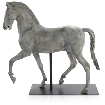 Trotting Horse Sculpture on Metal Base