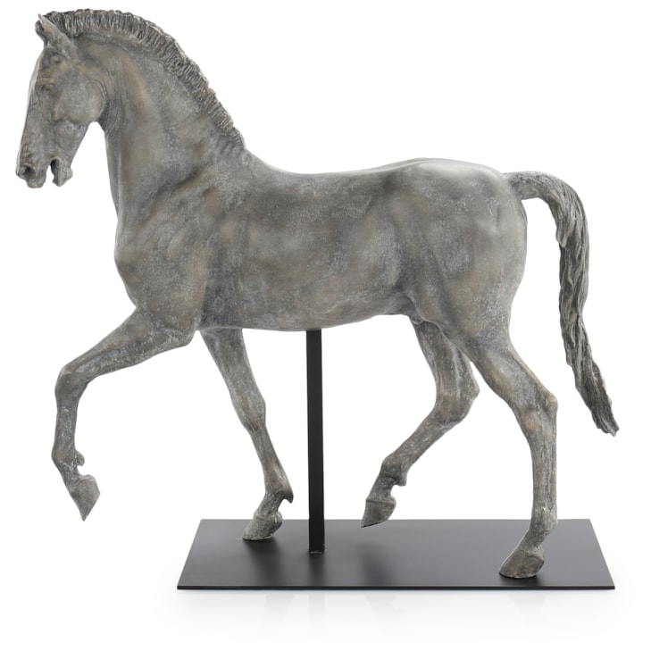 John-Richard Accessories & Botanicals Trotting Horse Sculpture on Metal Base