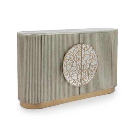 Mirrored-Top 2-Door Fluted Accent Chest