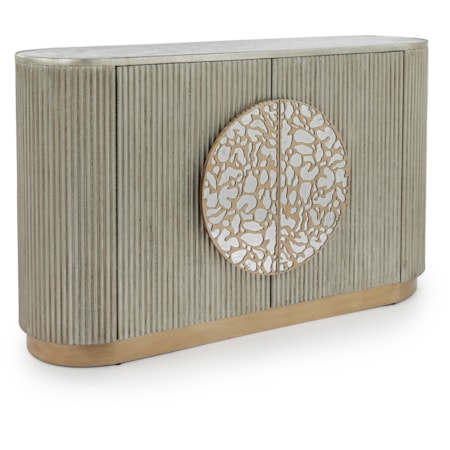 Mirrored-Top 2-Door Fluted Accent Chest
