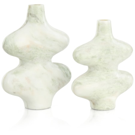 Echoed Marble Vases, Set of 2
