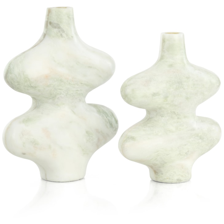 John-Richard Accessories & Botanicals Echoed Marble Vases, Set of 2