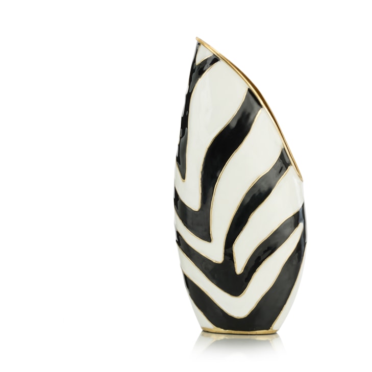 John-Richard Accessories & Botanicals Origo Vase, Small Black and White