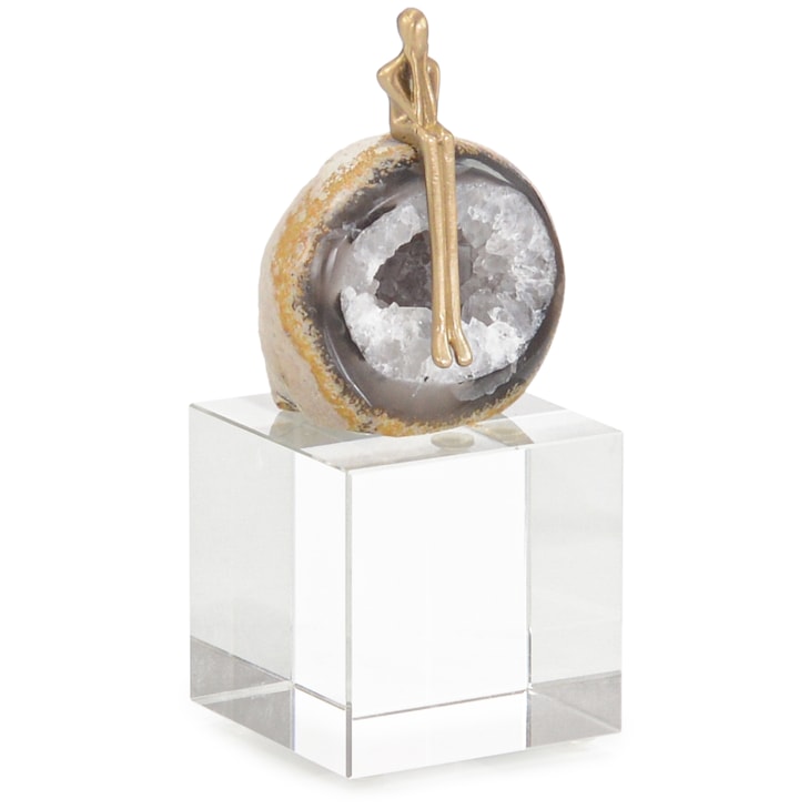 John-Richard Accessories & Botanicals Agate Philosopher Sculpture Crystal Base (S)