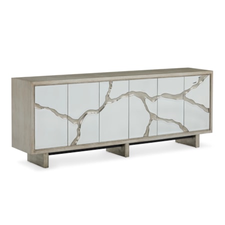 Ravine Silver Credenza w/Push-to-Open Doors