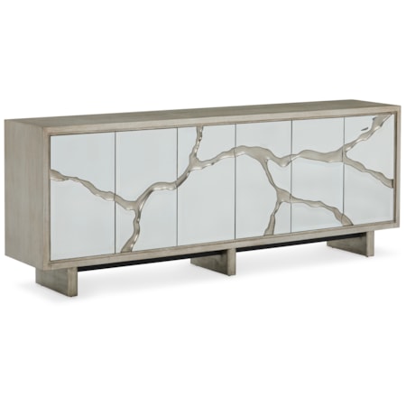 Ravine Silver Credenza w/Push-to-Open Doors