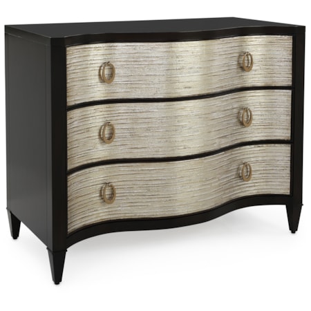 Bowed 3-Drawer Chest w/Steel Ring Pulls