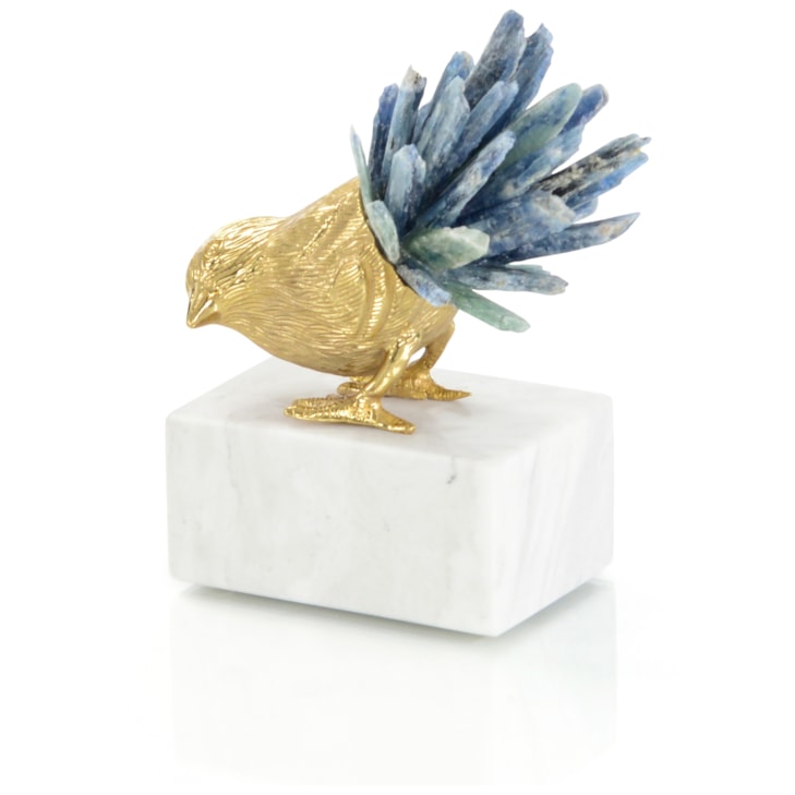 John-Richard Accessories & Botanicals Brass Bird and Cyanite Sculpture II