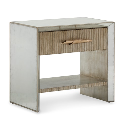 Moon Shadow Mirrored Glass Single-Drawer Nightstand