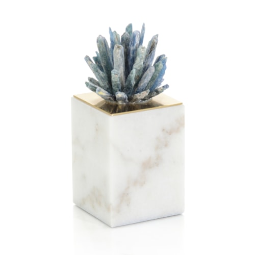 Cyanite Starburst on Marble Sculpture I