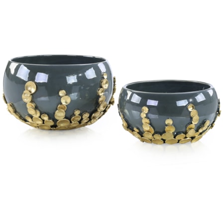 Golden Disc Bowls, Set of 2