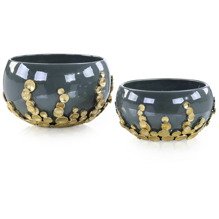 John-Richard Accessories & Botanicals Golden Disc Bowls, Set of 2