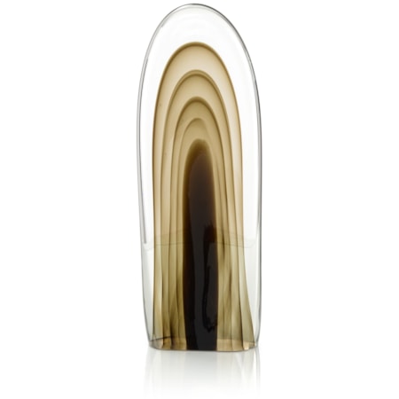 Rippled Brown Handblown Glass Sculpture I