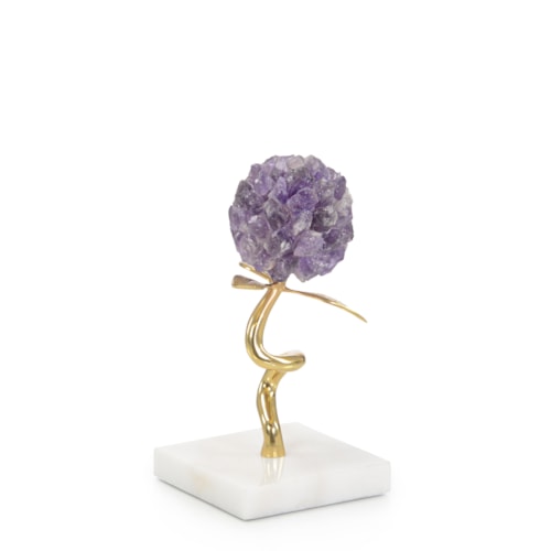 Amethyst Flora Sculpture on Marble, Small