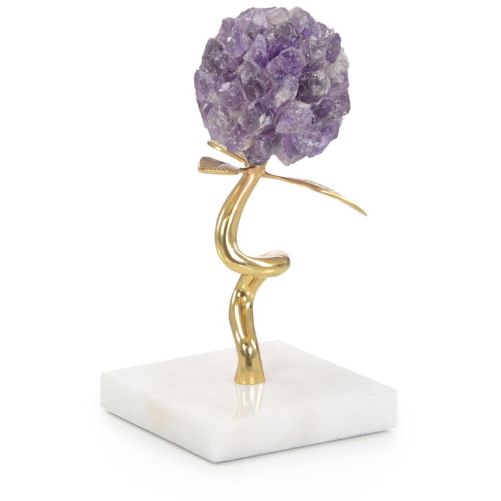 John-Richard Accessories & Botanicals Amethyst Flora Sculpture on Marble, Small
