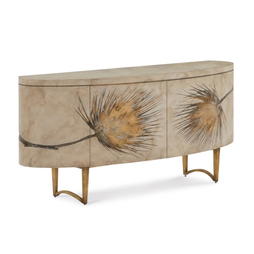 Chardon Modern Palm Frond 2-Door Accent Cabinet with Push-to-Open Doors