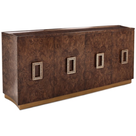 Modern Rustic 4-Door Credenza w/Adj. Shelves