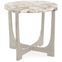 Unity Modern Round Agate-Top Nickel End Table