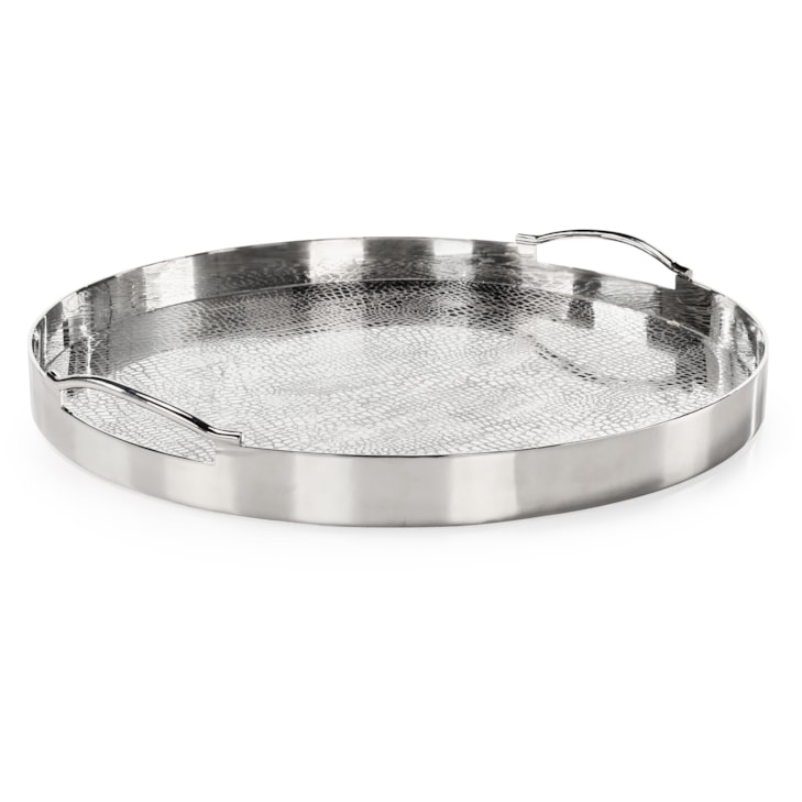John-Richard Accessories & Botanicals Silver Serpent Tray, Large Round