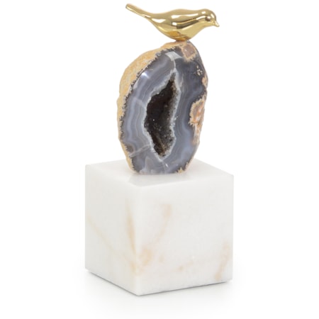 Agate Roost Sculpture on Marble Base, Small