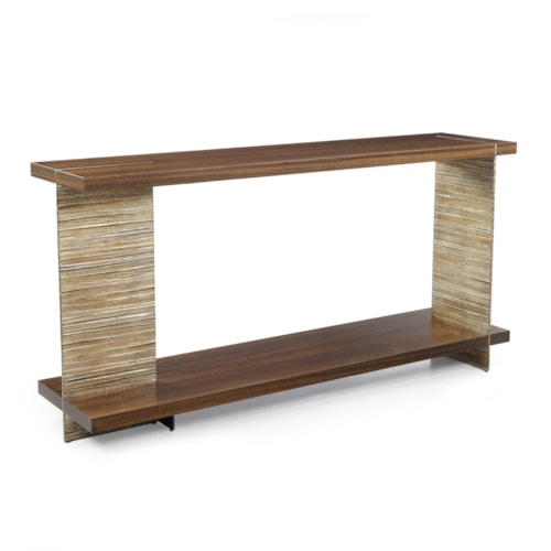 Altillo Modern Industrial Wooden Console Table with Offset Steel Legs