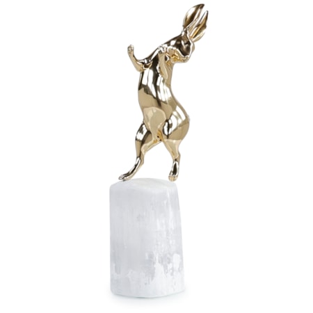 Dancing Bunny Sculpture on Selenite