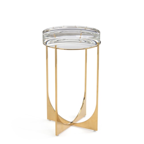 Svelte Contemporary Crystal-Top Brass Martini Table