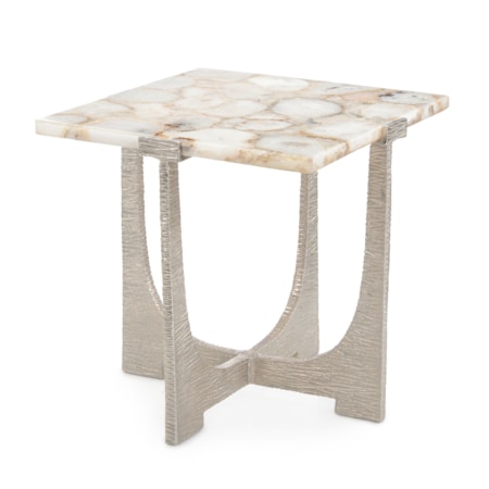 Modern Agate-Top Nickel End Table