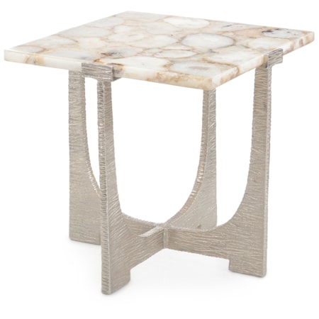 Modern Agate-Top Nickel End Table
