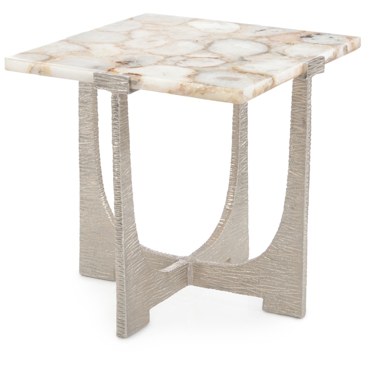 John-Richard Furniture Modern Agate-Top Nickel End Table