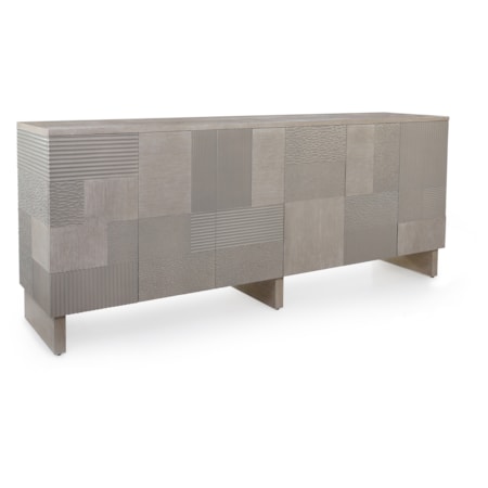 Textural 6-Door Credenza w/Push Doors