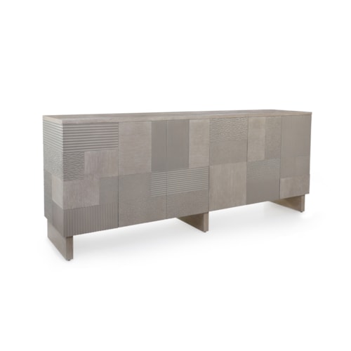Varia Modern Textural 6-Door Credenza with Push-to-Open Doors