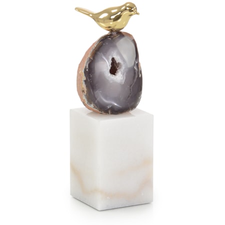 Agate Roost Sculpture on Marble Base, Large