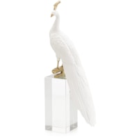 White Peacock Sculpture on Crystal Base I