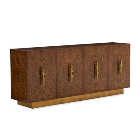 Rustic 4-Door Credenza w/Plinth Base