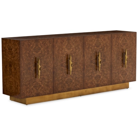 Rustic 4-Door Credenza w/Plinth Base