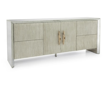 Mirrored 2-Door Sideboard w/Push Drawers