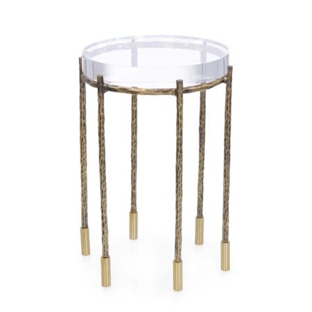 Large Modern Glam Rd. Acrylic-Top Side Table