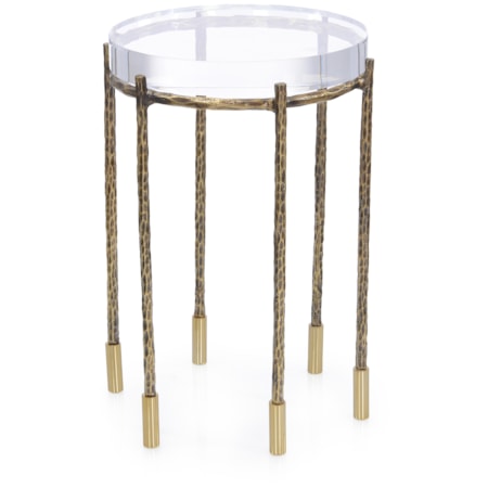 Large Modern Glam Rd. Acrylic-Top Side Table