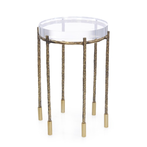 Pomona Large Modern Glam Round Acrylic-Top Side Table