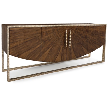 Modern Rustic 4-Door Curved Credenza