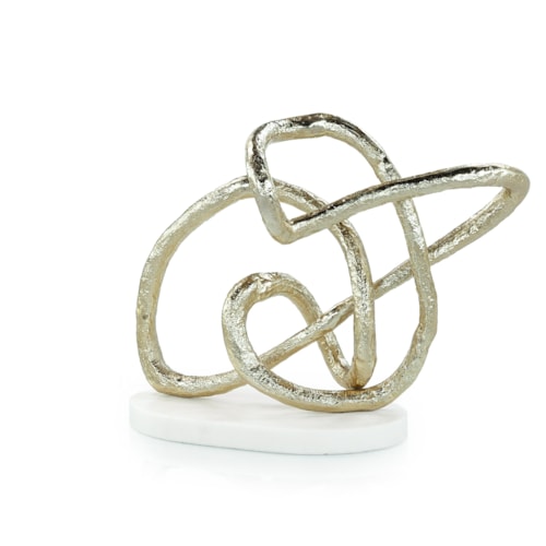 Tangled Sculpture on Marble Base, Gold