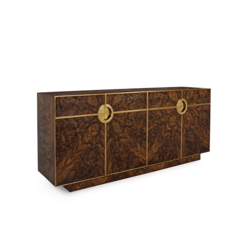 Hestra Mid-Century Modern 4-Door Credenza with Adjustable Shelves